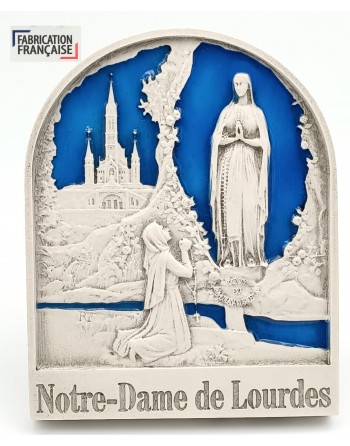 Caballete de la Aparición de Lourdes - resina tono piedra