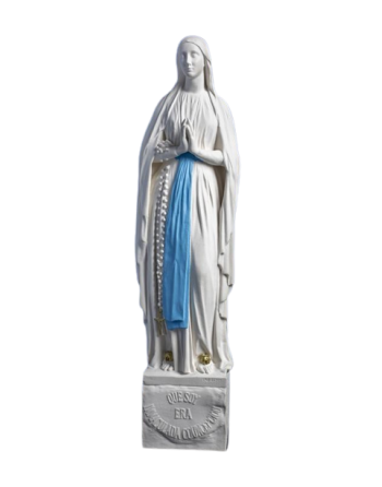 Statue Unserer Lieben Frau von Lourdes - Weiß und handkoloriert