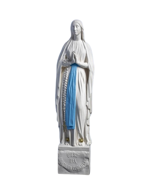 Candela bianca - la Vergine Coronata di Lourdes - 6x12 cm