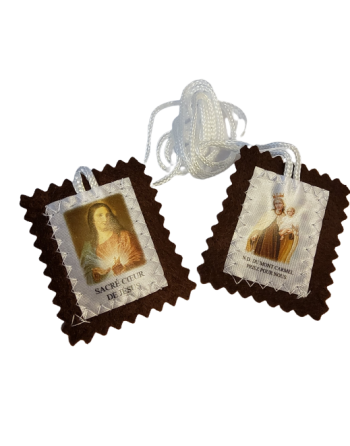 Scapulaire en tissu - Sacré coeur de Jésus/ Notre-Dame du Mont Carmel