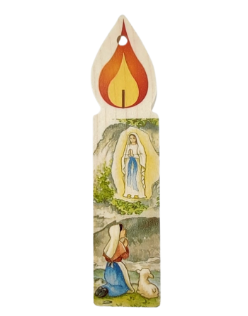 Wooden candle - the Apparition of Lourdes
