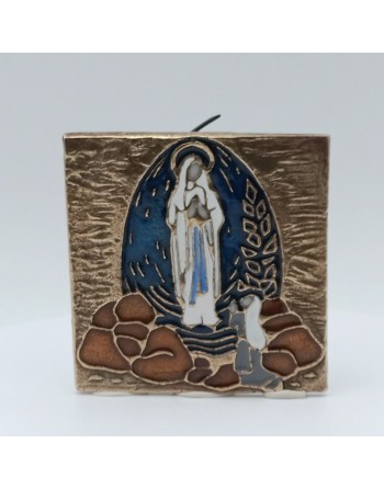 Enamelled bronze plate - Apparition of Lourdes