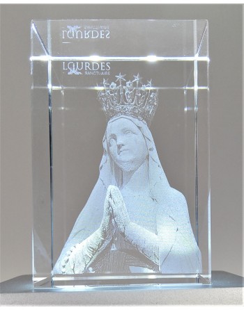 Glass block of the Crowned Virgin - laser engraved