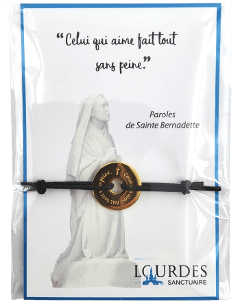Bracelet with words of Saint Bernadette. Gilded.