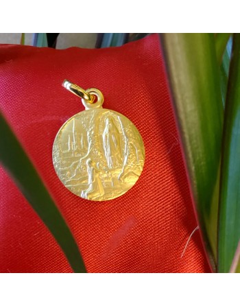 Medaglia dell'Apparizione di Nostra Signora di Lourdes - placcata oro - 18 mm