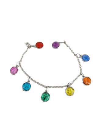 Bracelet avec médailles multicolores de la Vierge de profil