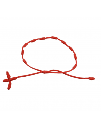 Adjustable knotted rope bracelet - red