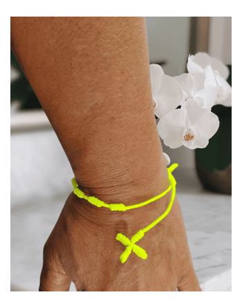 Bracelet dizainier ajustable en corde nouée - jaune