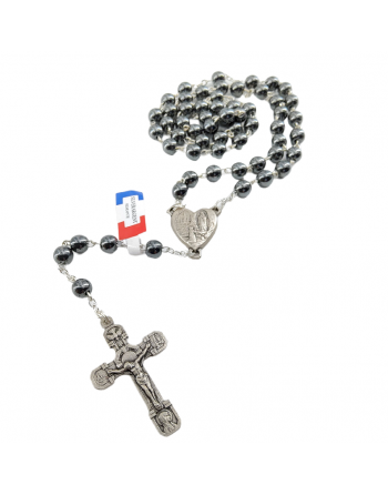 Our Lady of Lourdes rosary - Hematite and Silver Silver