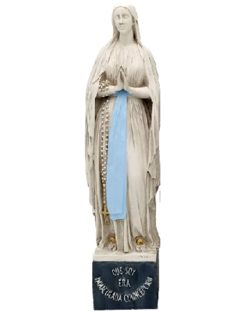 Estatua de Nuestra Señora de Lourdes - Patinada y coloreada a mano - 23cm