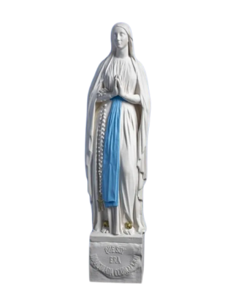 Estatua de Nuestra Señora de Lourdes - Blanca y coloreada a mano - 16cm