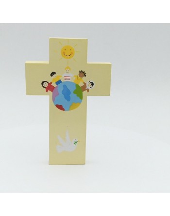 Croix "Enfants du monde" - jaune (petit format)